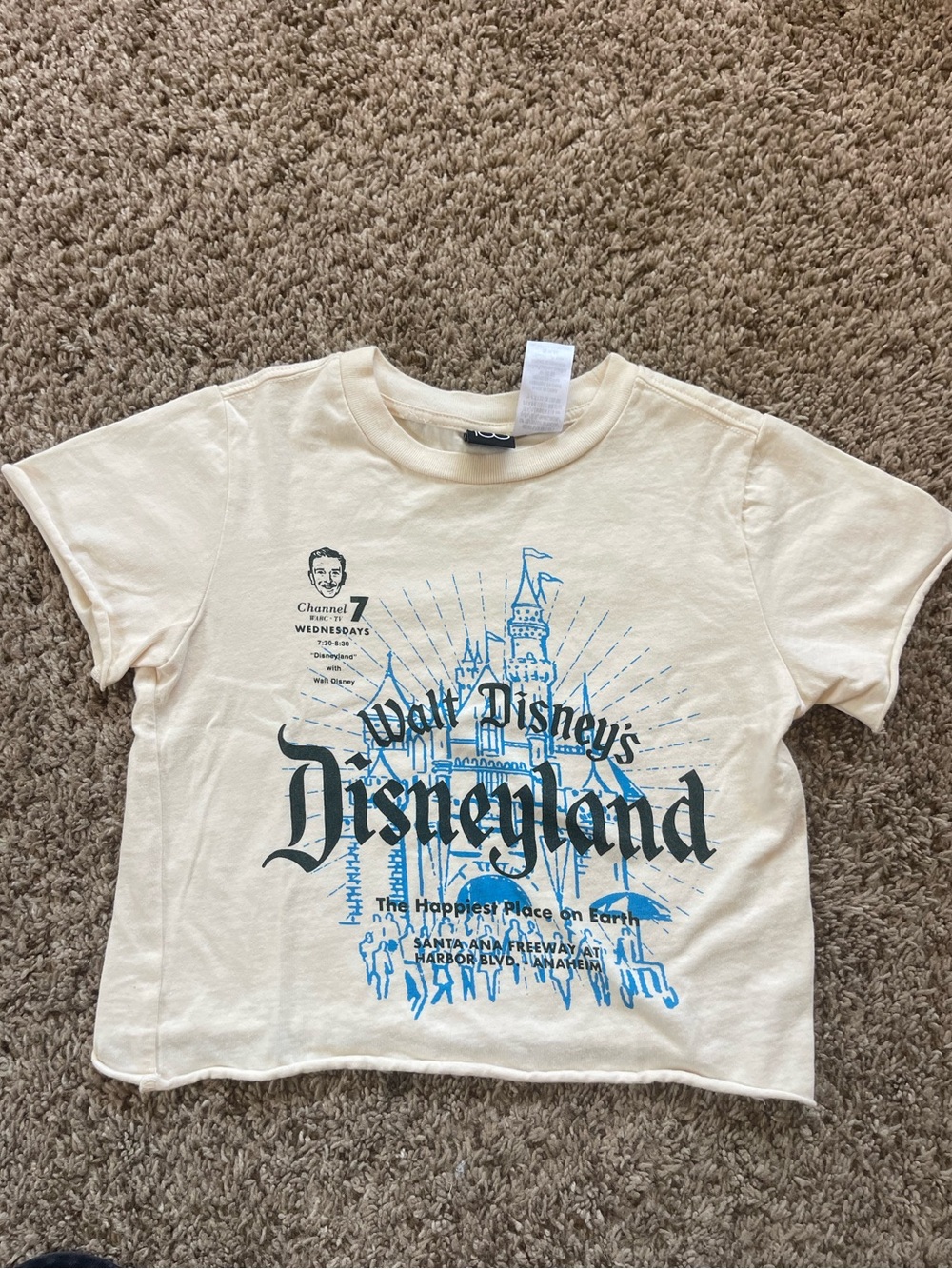 Disney Cream Kids Disneyland Graphic Tee w/Castle for 100 Anniversary | Size S